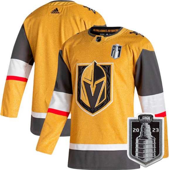 Mens Vegas Golden Knights Blank Gold 2023 Stanley Cup Final Stitched Jersey Dzhi